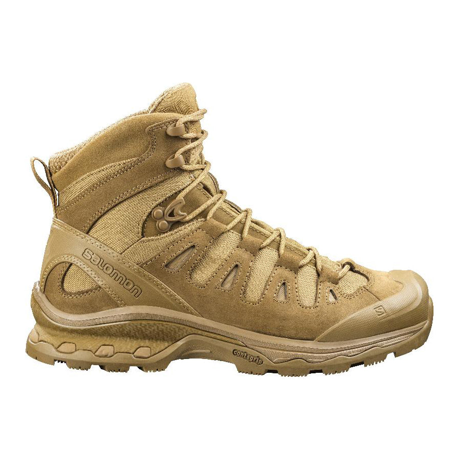 Coyote Brown Salomon Quest 4D Forces 2 Boot built for military operations, heavy load carry, and rugged terrain performance.