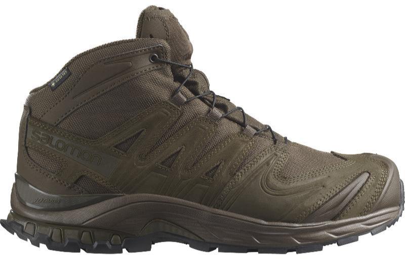 Salomon XA FORCES MID Earth Brown tactical boots product shot | Lightweight all terrain military and law enforcement footwear with Quicklace system stable mid chassis and rugged outsole designed for durability and speed in combat environments
