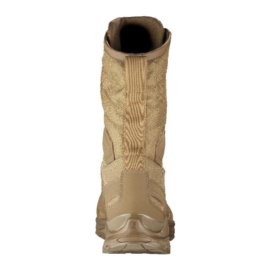 Rear view of the Salomon XA Forces Jungle Boot in Coyote Brown showing the high-cut ankle support, reinforced heel construction, and fast-drying tactical design.