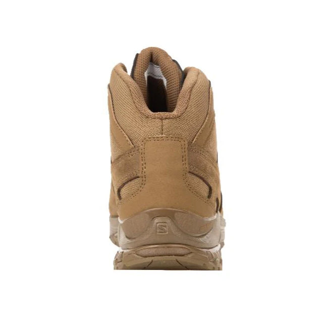Rear view of the Salomon XA Forces Mid in Coyote Brown showing ankle support and reinforced heel construction.