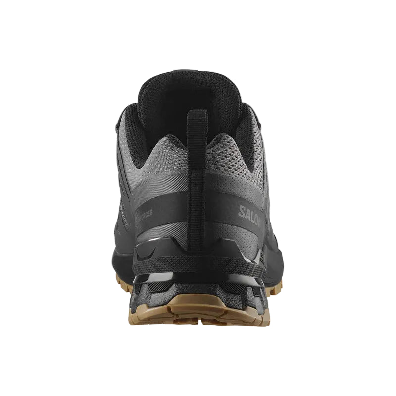 Back heel view of Salomon XA Pro Forces Castlerock tactical footwear displaying chassis stability system and supportive rear structure