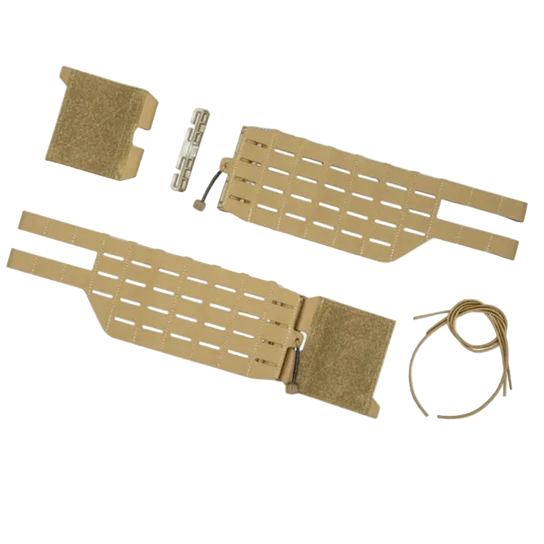 Shaw Concepts ARC Cummerbund V2 in Coyote reinforced quick release plate carrier cummerbund with Tegris thermoplastic core and First Spear Tubes buckles, full length MOLLE load bearing upgrade for combat gear, military plate carriers, and law enforcement duty armor setups made in the USA