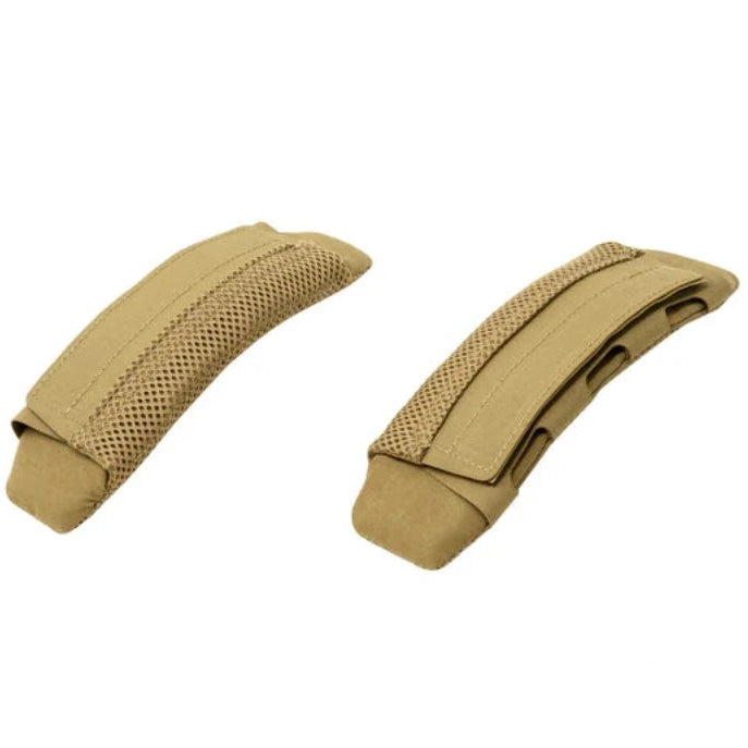 Shaw Concepts ARC Shoulder Pads V2 in Coyote Brown plate carrier shoulder pad upgrade with 3/8 inch closed cell foam and spacer mesh, load bearing comfort pads built for military combat gear, law enforcement duty rigs, and extended wear tactical plate carrier setups made in the USA. Upgrade your plate carrier's comfort.