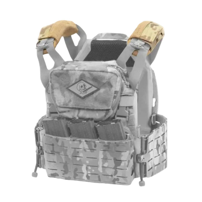 Shaw Concepts ARC Shoulder Pads V2 mounted on plate carrier as load bearing shoulder pad upgrade, padded tactical shoulder cushions with closed cell foam and spacer mesh designed to reduce fatigue during military combat gear use, law enforcement duty operations, and extended field deployments made in the USA