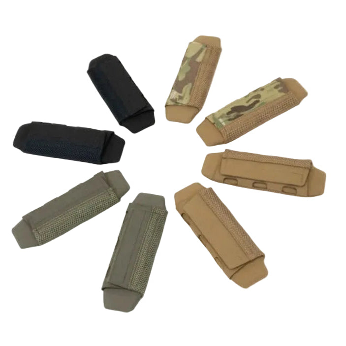 Shaw Concepts ARC Shoulder Pads V2 plate carrier shoulder pad upgrade shown in multiple colorways, combat grade load bearing pads with 3/8 inch closed cell foam and spacer mesh lining designed to reduce fatigue on heavy duty gear, military combat setups, and law enforcement tactical plate carriers made in the USA