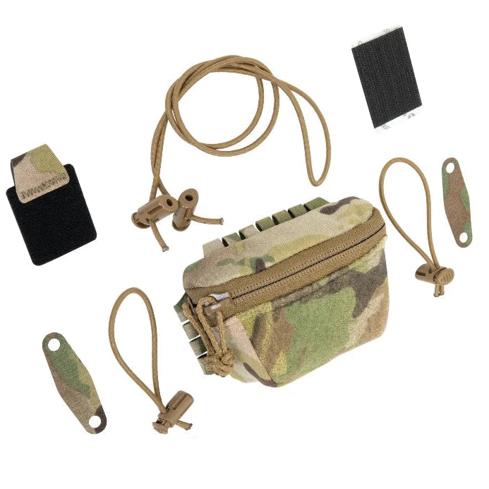 Shaw Concepts BRAIN Pouch in Multicam mounted on tactical helmet as full NVG counterweight and battery storage setup, low profile helmet pouch system designed for combat gear, military night vision balance, law enforcement duty helmets, and professional tactical operations made in the USA