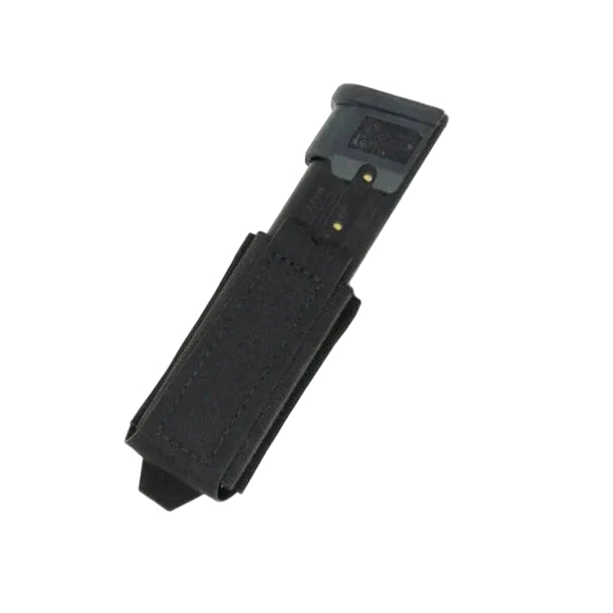 Shaw Concepts Double Elastic Pistol Pouch in Black low profile elastic pistol magazine pouch with dual layer mil spec retention and HANK friction liner, MOLLE compatible double stack pistol mag holder for tactical belts, plate carriers, and professional combat gear setups made in the USA