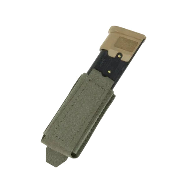 Shaw Concepts Double Elastic Pistol Pouch in Ranger Green low profile elastic pistol magazine holder with dual layer mil spec retention and HANK friction liner, MOLLE compatible double stack pistol mag pouch for tactical belts, plate carriers, and combat gear loadouts made in the USA