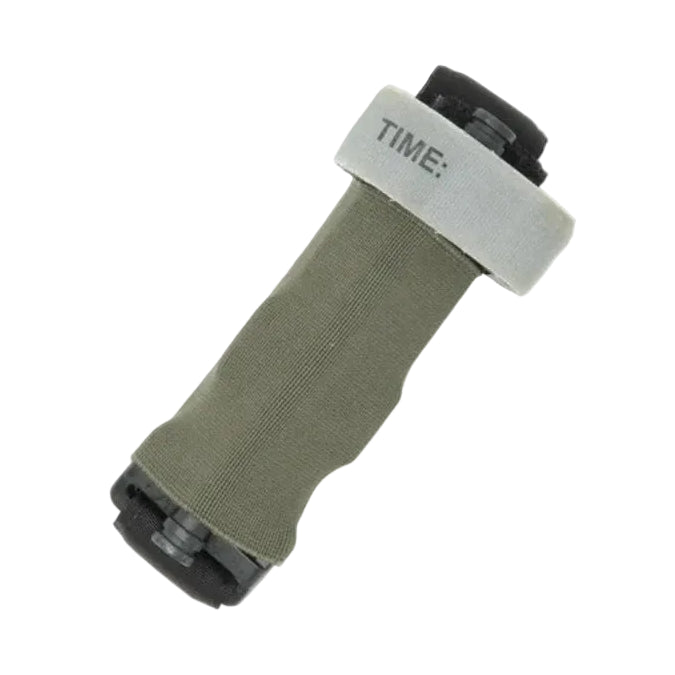 Shaw Concepts Elastic TQ Add On Pouch in Ranger Green compact MOLLE tourniquet holder for CAT TQ retention, elastic medical pouch with Tegris tuck tab built for plate carrier setups, battle belts, and professional combat gear for military and law enforcement duty use made in the USA