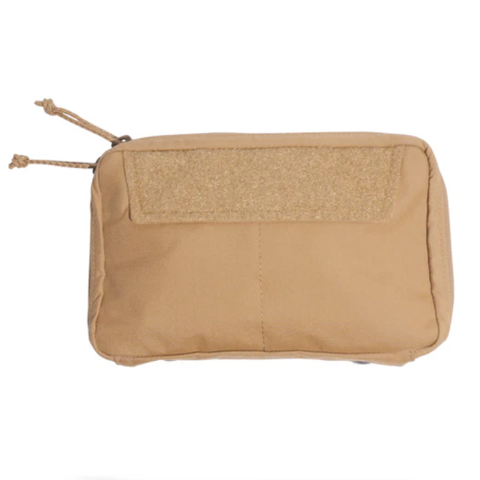 Shaw Concepts NERD Pouch Large in Coyote modular tactical admin pouch and EUD organizer with expanded loop field, elastic retention layout, and MOLLE PALS mounting designed for plate carriers, chest rigs, military combat gear builds, and law enforcement duty setups made in the USA