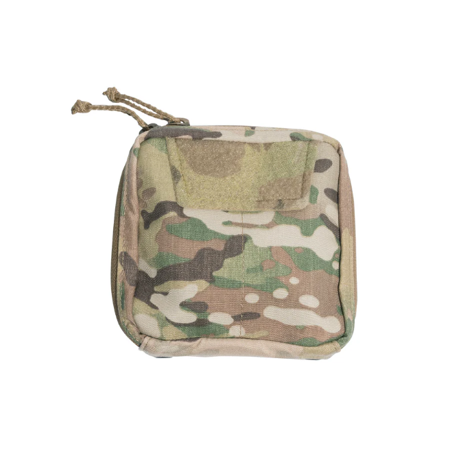 Shaw Concepts NERD Pouch Small in Multicam compact tactical admin pouch and EUD organizer with MOLLE mounting and elastic retention, streamlined front panel upgrade for plate carriers, chest rigs, military combat gear, and law enforcement duty setups made in the USA
