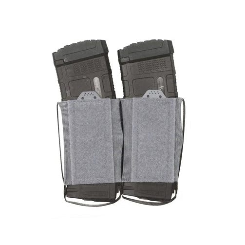 Shaw Concepts RAM Elastic Insert Double 556 Wolf Grey showing dual 5.56 mag retention cells with Velcro backing for placard integration