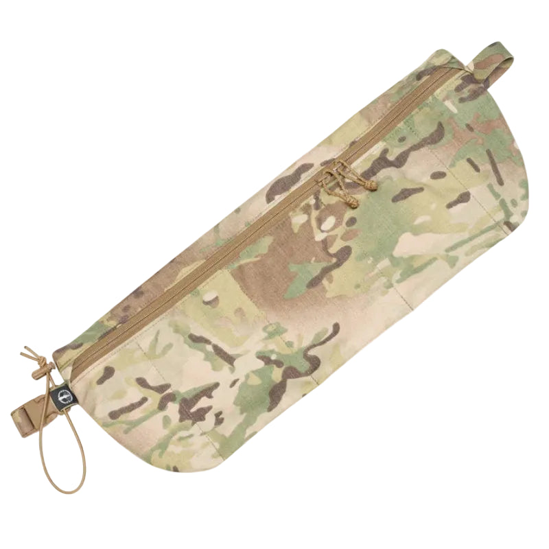 Shaw Concepts ReUp Bandolier .308 in Multicam modular rifle magazine carrier worn crossbody, lightweight ammo bandolier holding .308 or 5.56 mags with side utility pockets, compact grab and go tactical chest rig alternative for range day, truck gun setup, combat gear staging, and military duty loadouts made in the USA