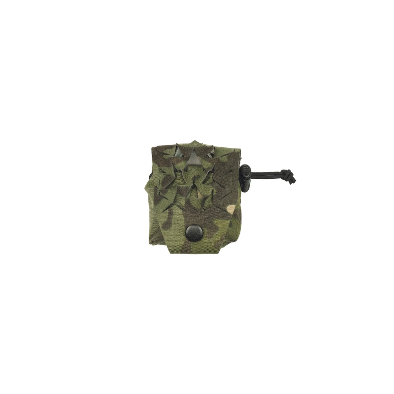 Spiritus Systems Frag Grenade SPUD Pouch in Multicam Tropic with laser-cut retention flap, snap closure, and adjustable shock cord.