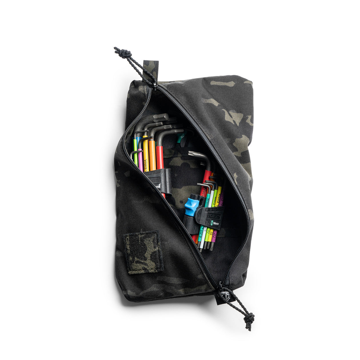 Spiritus Systems BII Wonton Pouch organizing hand tools, multitool, batteries, flashlight, markers, and maintenance equipment in a durable Cordura gear organizer pouch