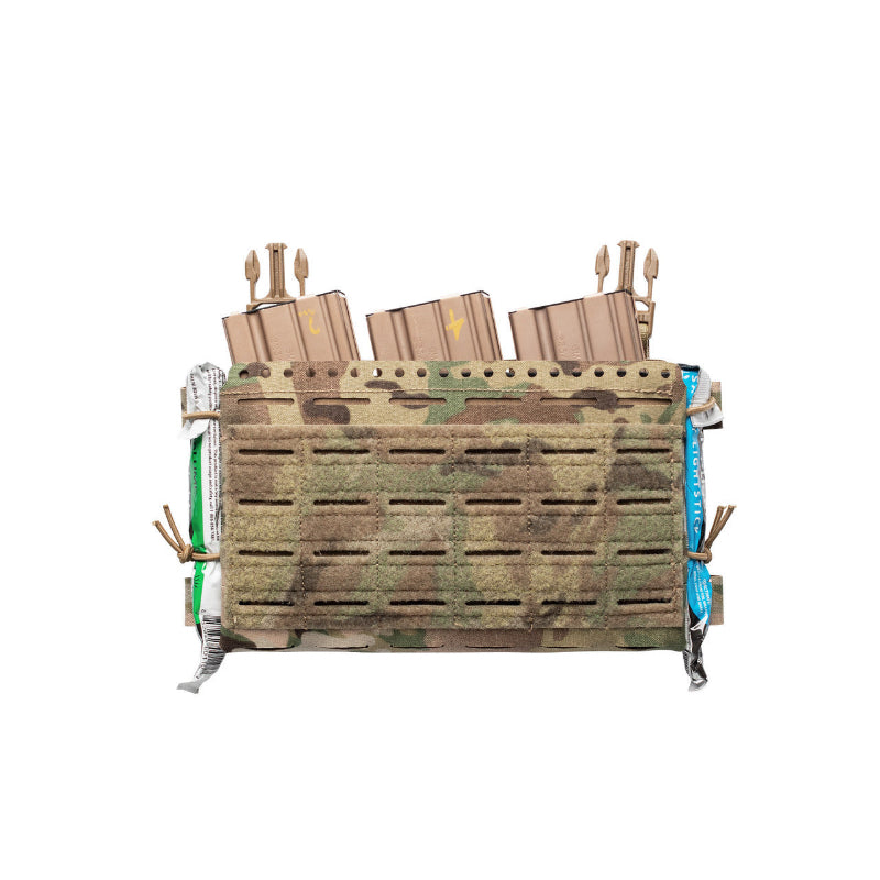 Licensed MULTICAM tactical panel with chemlights attached to the sides on a white background