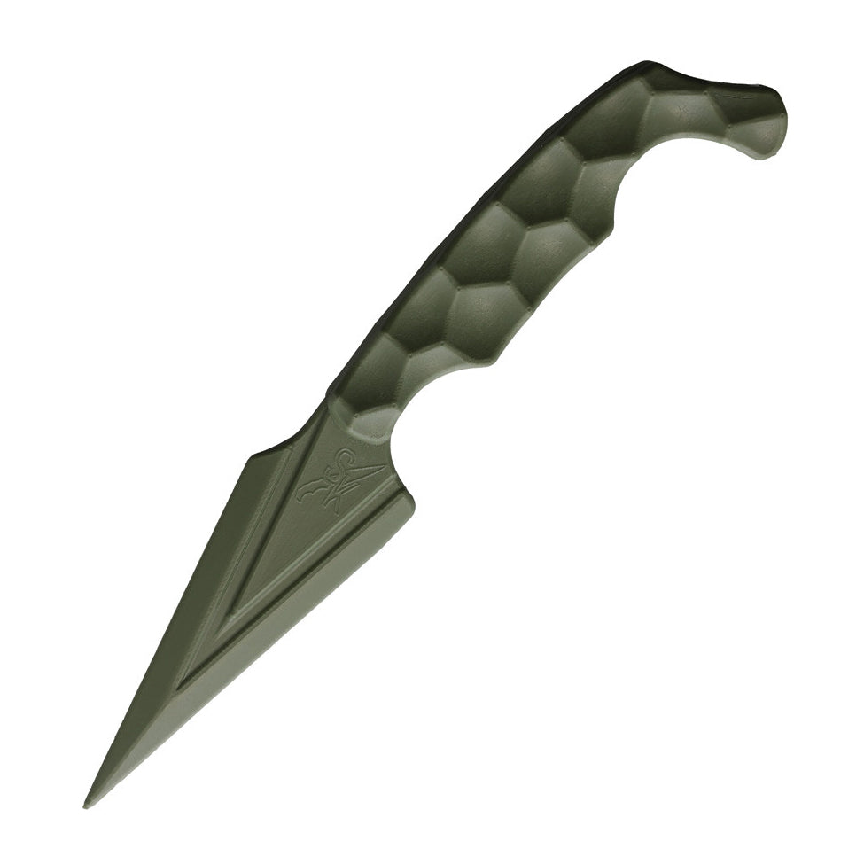 Stroup Knives Ultralite Non-Metallic Knife in OD Green shown in a clean product view, featuring the one-piece injection-molded Zytel construction, lightweight non-metallic fixed blade design, and slim profile built for discreet everyday or backup defensive carry.