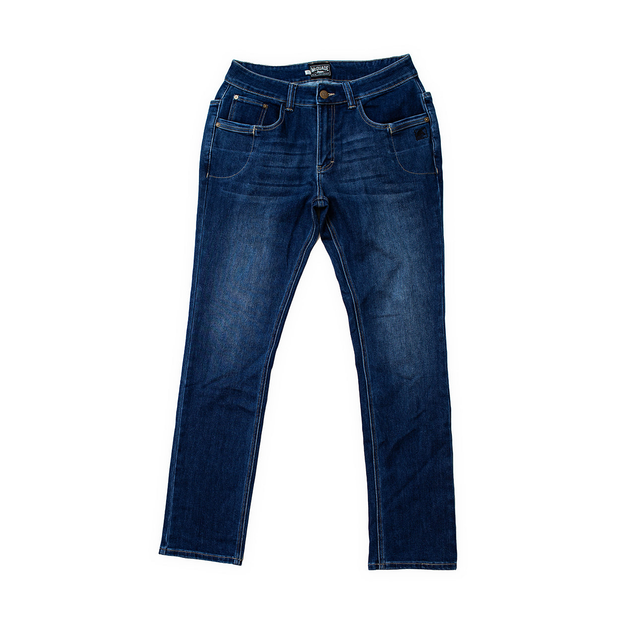 Product shot of the TD McQuade Tactical Jeans in the Vintage wash slim cut showing the streamlined stretch tactical denim fit, ten pocket EDC layout, reinforced belt loops, and concealed carry optimized design for users searching for the best tactical jeans, slim CCW pants, and everyday carry denim.