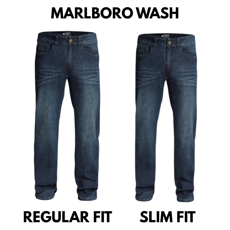 Front view of TD McQuade Tactical Jeans in Marlboro Wash showing classic denim style with tactical nine-pocket design, durable stretch fabric, and reinforced belt loops for secure concealed carry and everyday EDC functionality