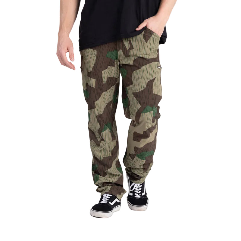 Front view of TD Neptune Amphibious Tactical Performance Pants in Splittertarn camo showing lightweight DWR-treated ripstop fabric, articulated knees, eight-pocket EDC system, and quick-dry amphibious design for water and land operations