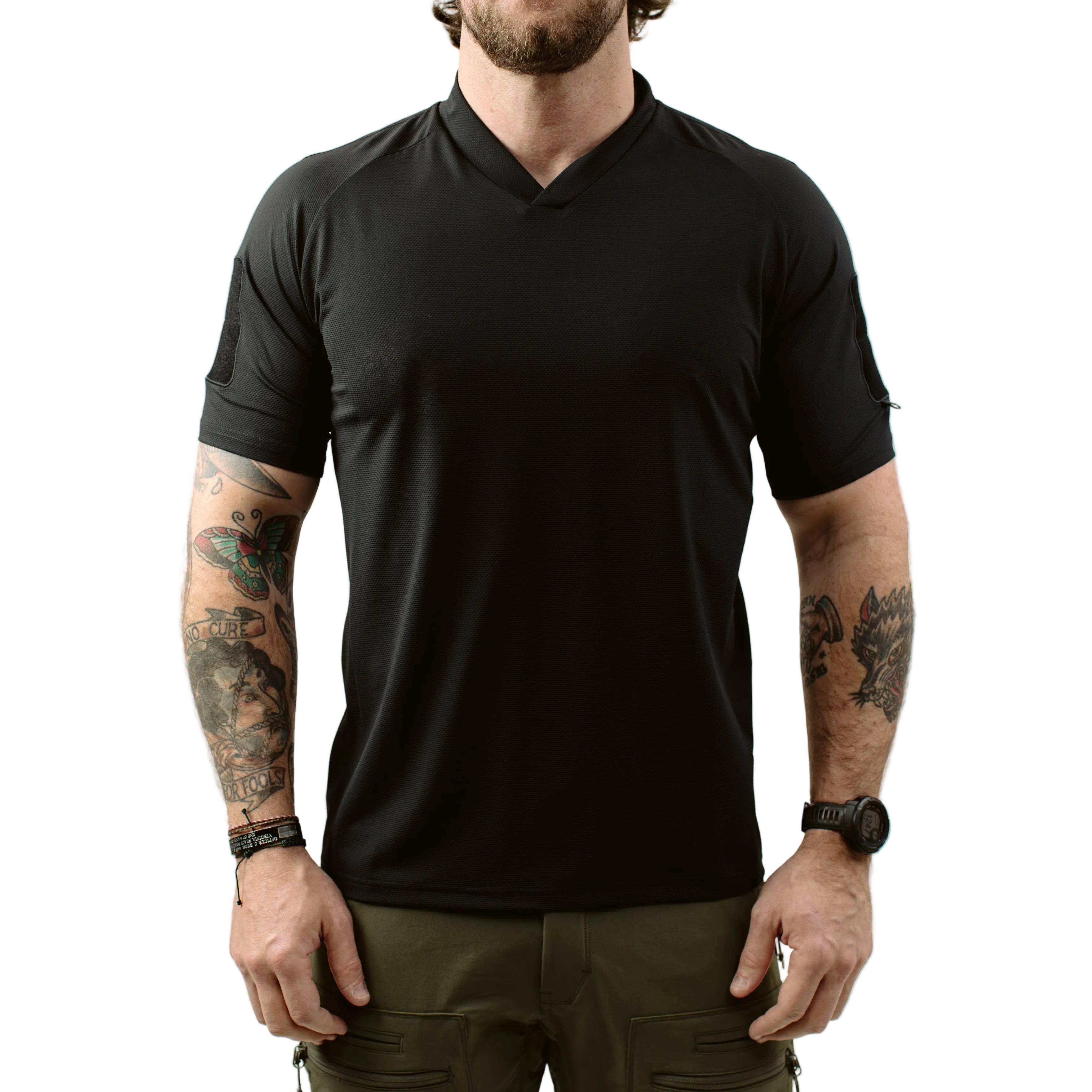 TD OSS Top Short Sleeve in Black tactical range shirt and performance combat base layer built for hot weather training, operator use, and duty wear under plate carriers, lightweight shooter shirt designed for airflow, mobility, and professional field performance
