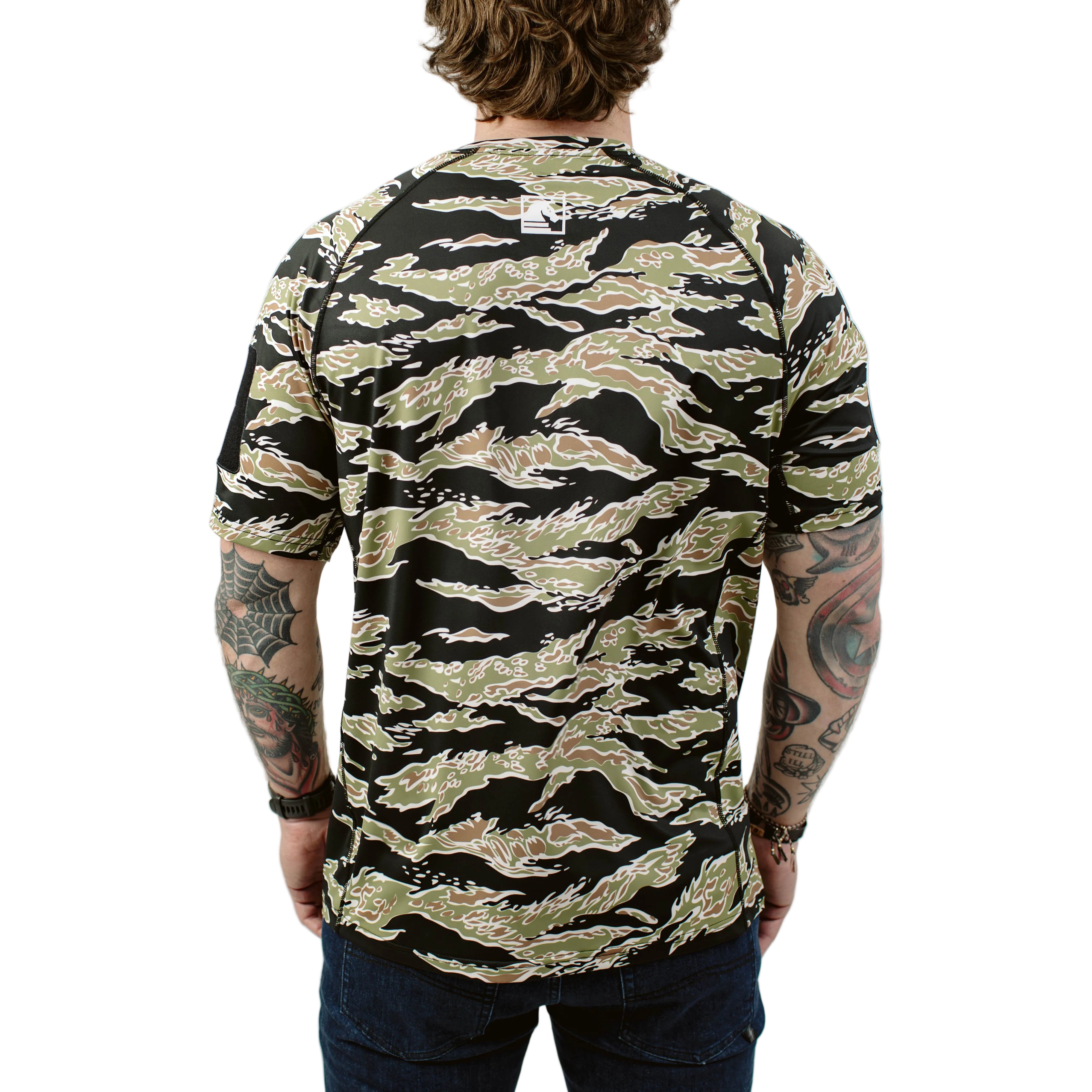 Back view of TD Short Sleeve Range Shirt Golden Tiger tactical performance top designed for military and law enforcement training
