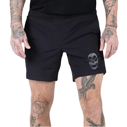 Front view of the TD Workup Athletic Shorts highlighting durable lightweight stretch ripstop fabric, a secure performance waistband that stays in place during high-intensity training, and an athletic cut for full range of motion. These tactical-grade workout shorts include EDC-ready pocketing and a shirt loop making them ideal for gym sessions, trail runs, and everyday active use