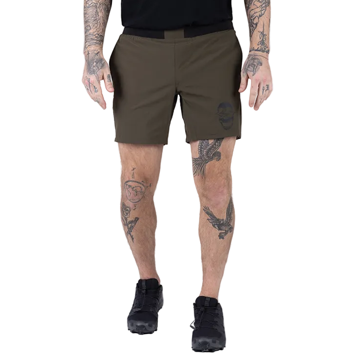 Another front view of TD Workup Athletic Shorts in OD Green highlighting the ultra-stretchy lightweight ripstop fabric and athletic fit that delivers maximum comfort for high-performance training and casual everyday loungewear. These tactical shorts feature a secure waistband and EDC pocketing, making them versatile for gym sessions, runs, or relaxing off-duty