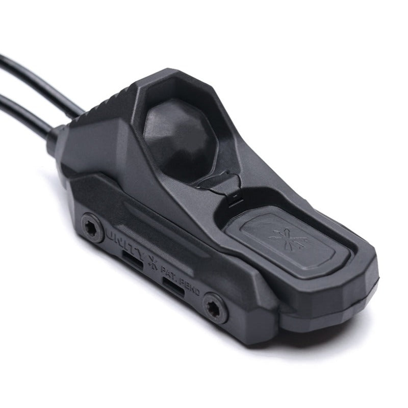 Unity AXON SYNC 7 inch dual control switch black for SureFire and DBAL laser mounted on rifle rail top view