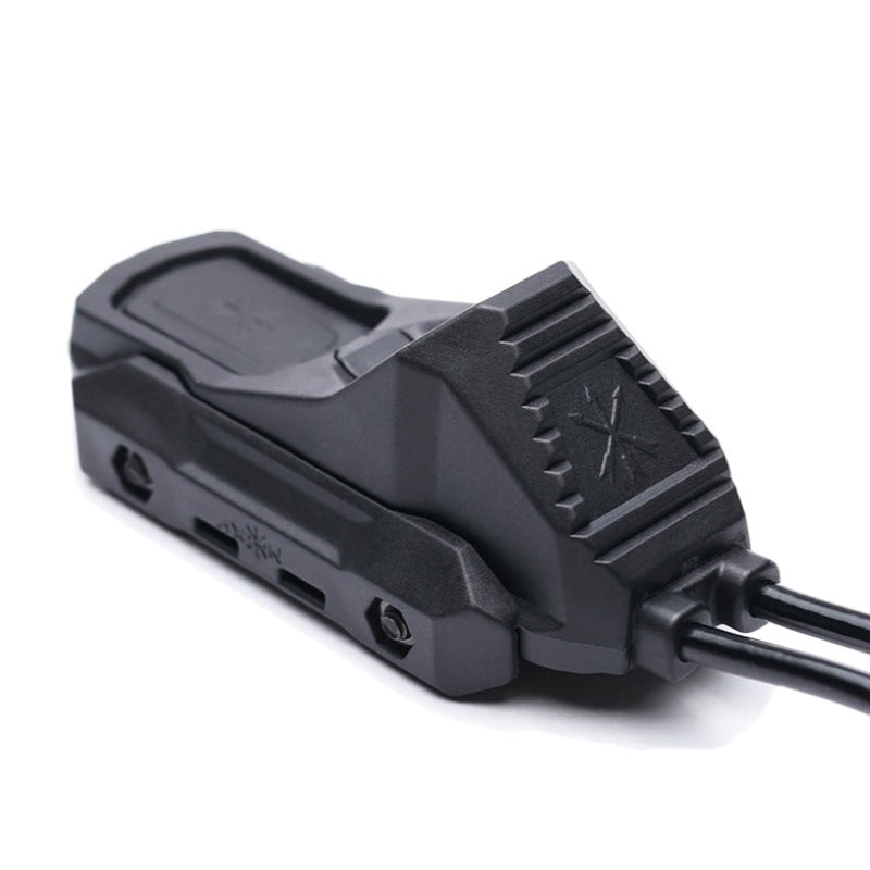 Unity AXON SYNC 7 inch dual control switch for SureFire and DBAL laser mounted on rifle rail top view