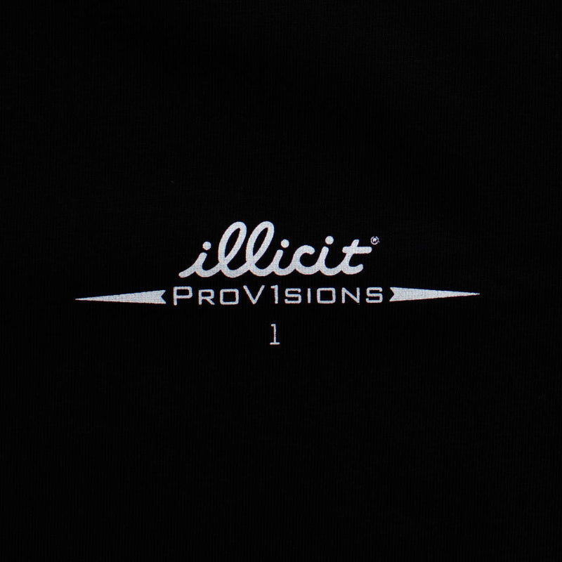White logo with 'illicit Provisions' text on a black background