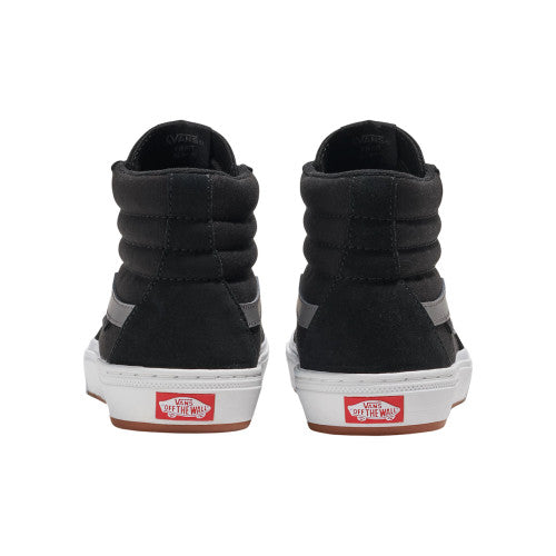 Back view of Vans BMX Sk8-Hi shoes showing padded heel collars and reinforced construction designed for impact support, durability, and all-day movement