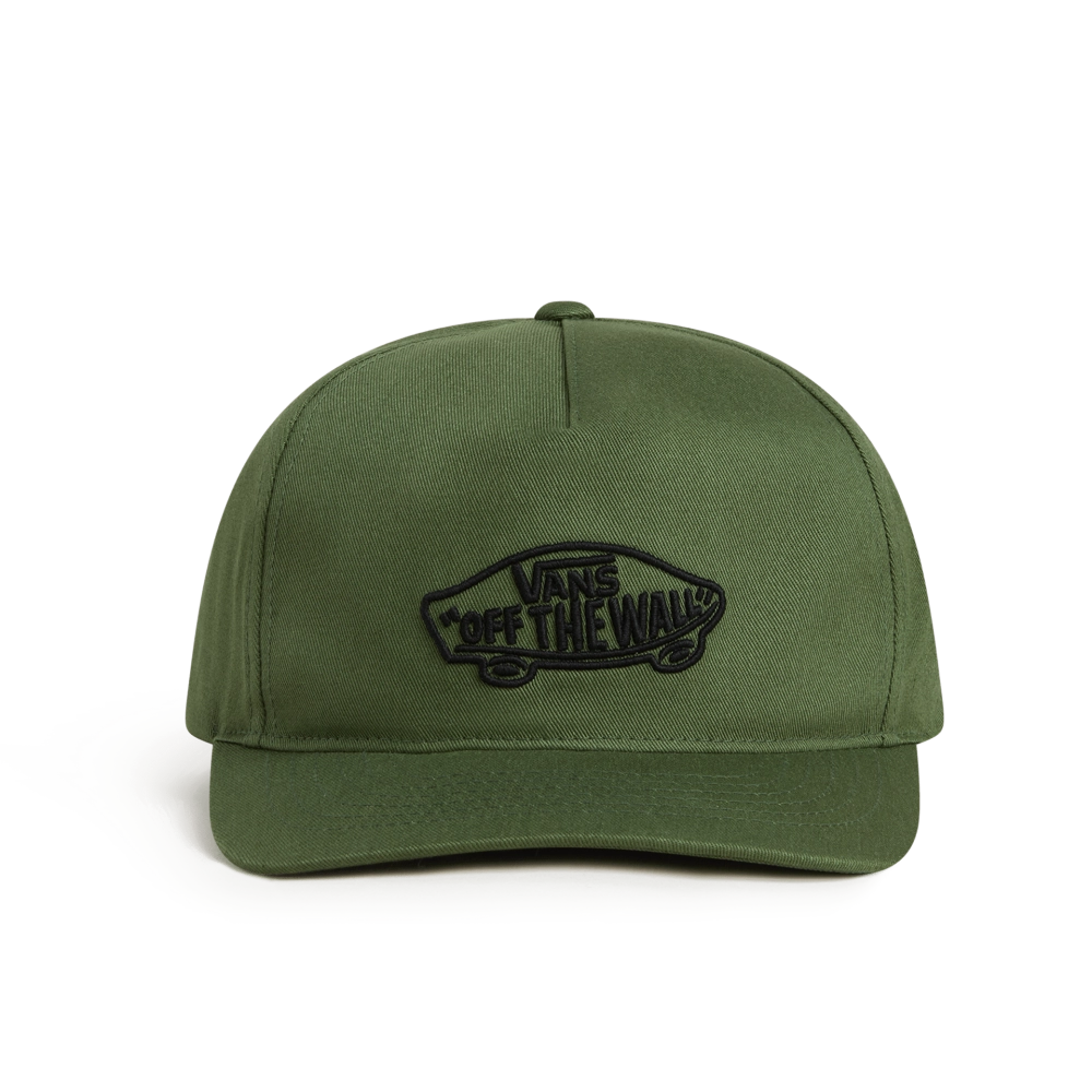 Vans Classic Snapback Hat front product shot showing embroidered logo | 5 panel streetwear snapback hat with medium structure curved bill and adjustable closure - best everyday hat for casual wear and range use