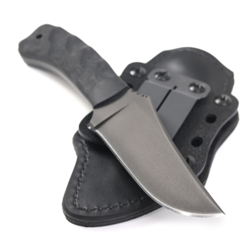 Winkler Blue Ridge Crusher with sculpted black laminate handle showing contoured grip and integrated crusher spike for tactical field use