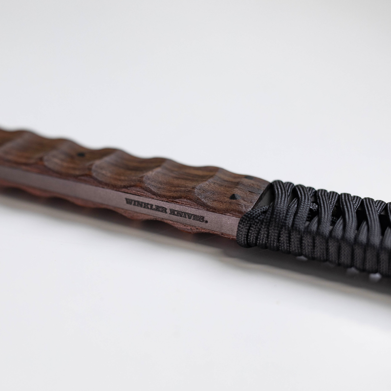 Side profile of Winkler Hammer Combat Axe maple handle showcasing compact combat axe design with hammer pole configuration