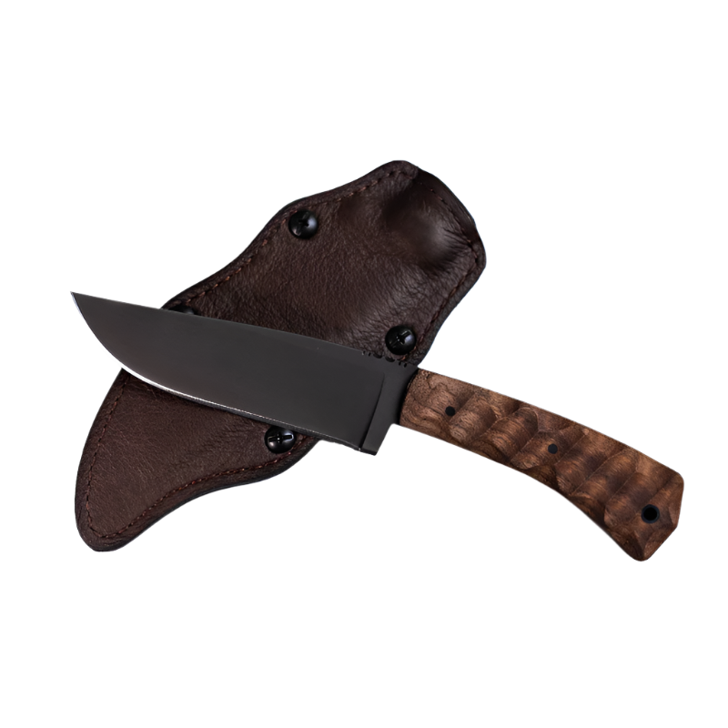 Side profile of Winkler Highland Hunter walnut version showing 4.75 inch blade and balanced fixed blade design for survival and field tasks