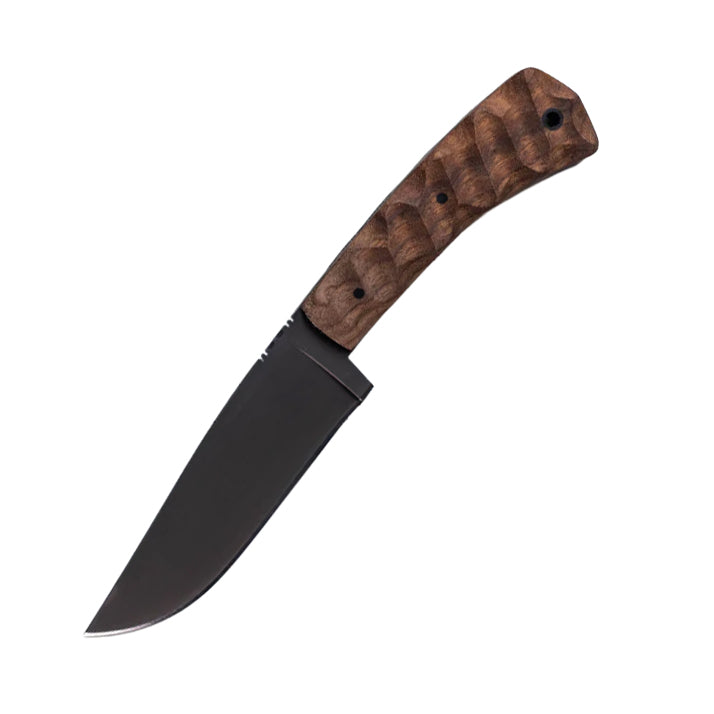 Winkler Knives Highland Hunter walnut sculpted handle field knife designed for improved grip retention and ergonomic control