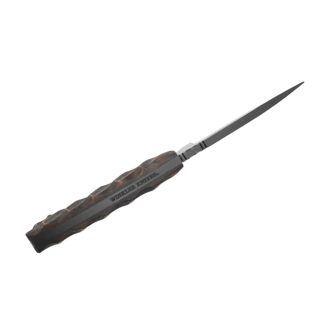 Spine profile of Winkler Huntsman maple version highlighting skeletonized full tang construction for strength and balance