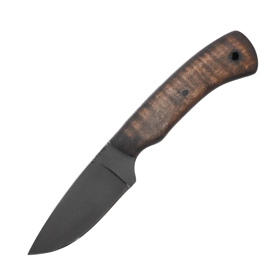 Winkler Knives Huntsman compact fixed blade knife with smooth maple handle and 80CrV2 black oxide steel blade for EDC and hunting use