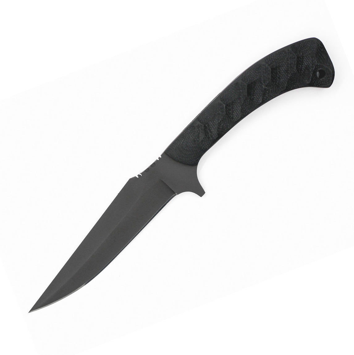 Winkler Shadow Strike fixed blade with black laminate sculpted handle scales and contoured grip for enhanced control in tactical and EDC applications