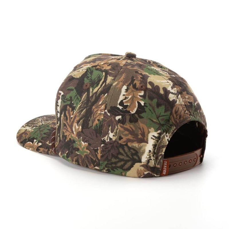 Camouflage snapback cap on a white background