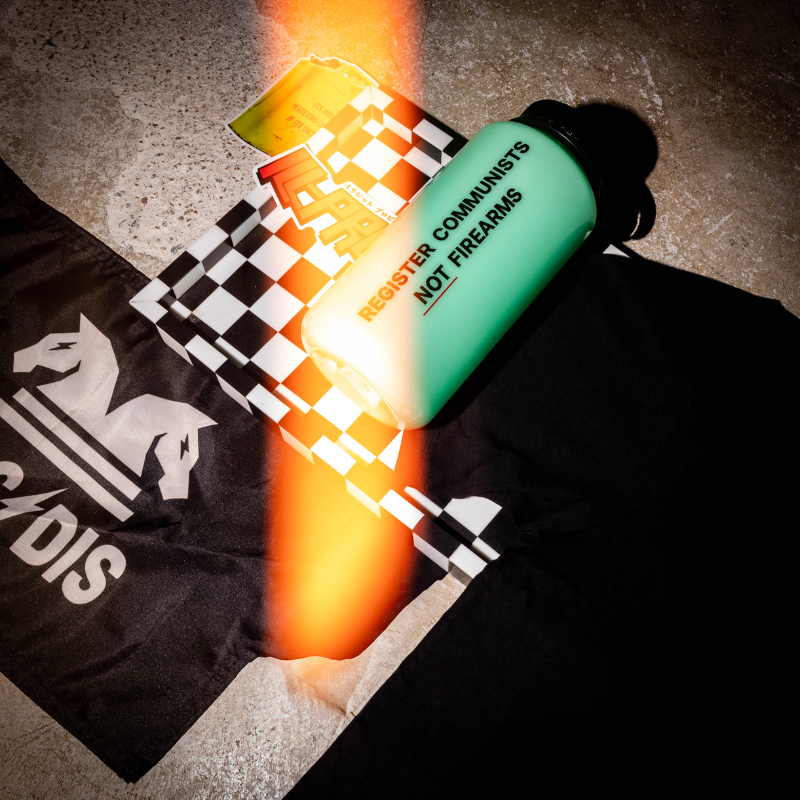 Glow in the Dark water bottle on a concrete background. Over exposed photo