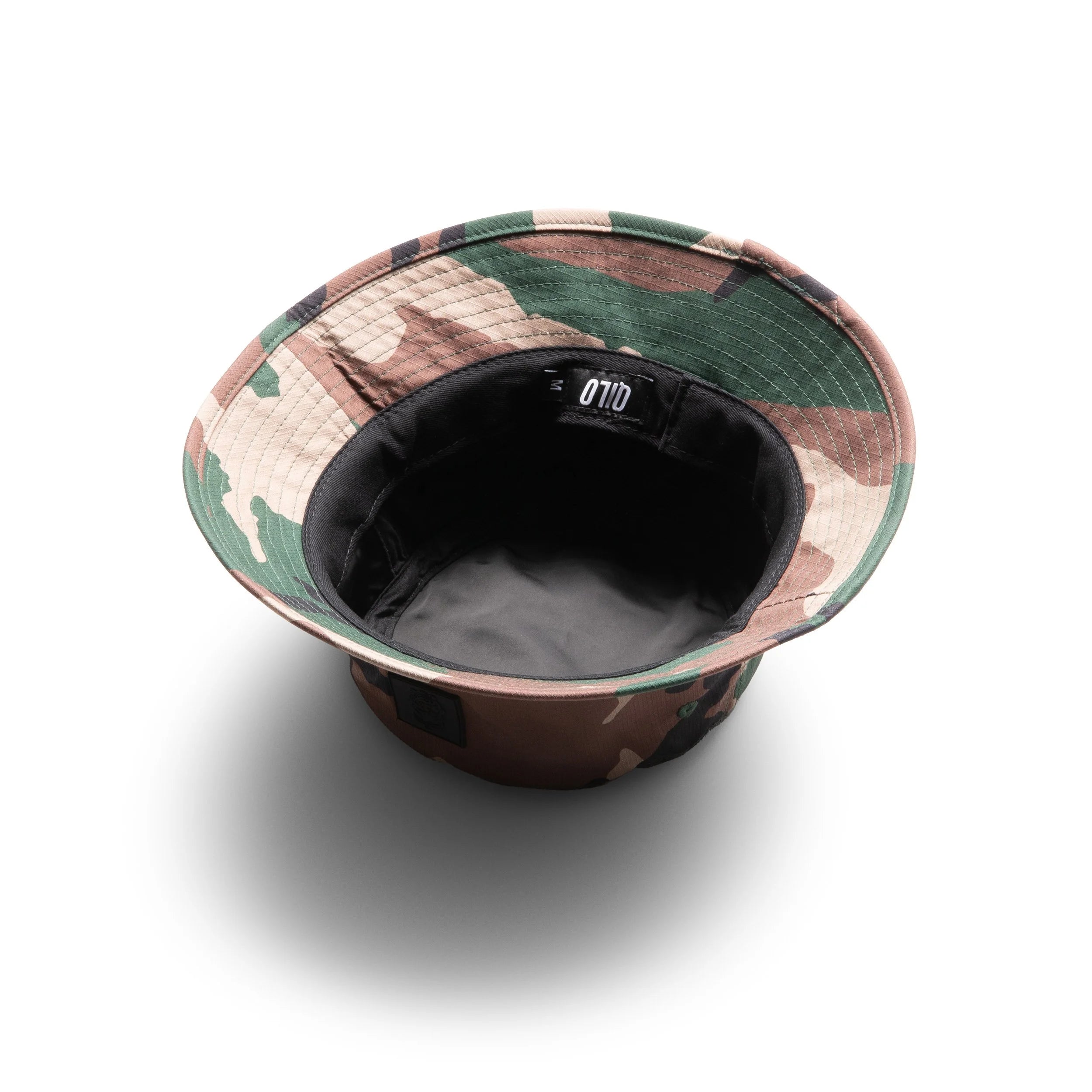 M81 Woodland Camouflage-patterned bucket hat on a white background