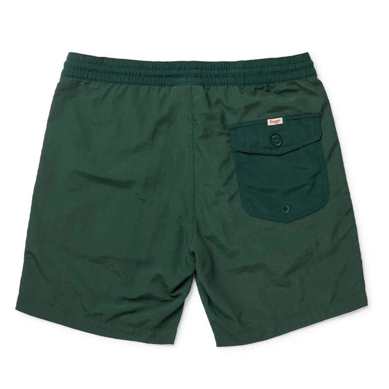 Green shorts with a pocket on a white background