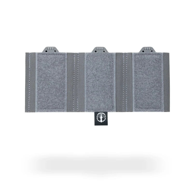 wolf grey tactical magazine pouch with a brand logo tag on a white background