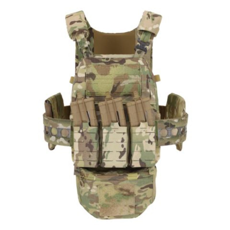 Ferro Concepts ADAPT Padded Strap Socks mounted on tactical plate carrier demonstrating shoulder comfort, cable routing, and low profile loadout integration