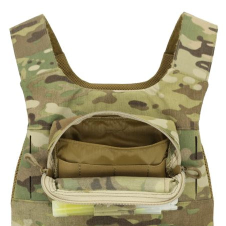 Ferro Concepts MOLLE Admin Panel opened to display internal divider, elastic retention slots, and organized storage for pens, chemlights, and small equipment