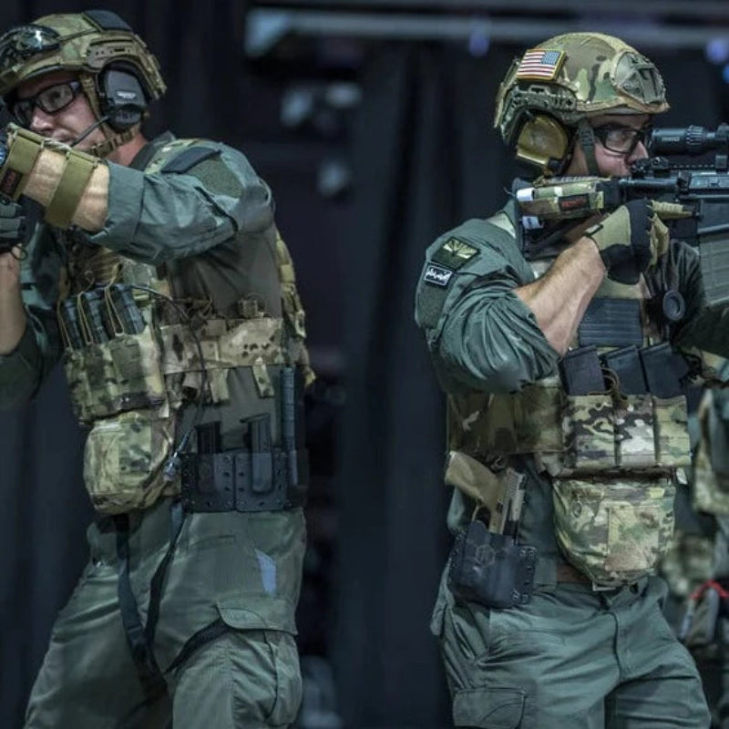 Operator equipped with Ferro Concepts The Dangler demonstrating low profile storage integration with modern plate carrier system