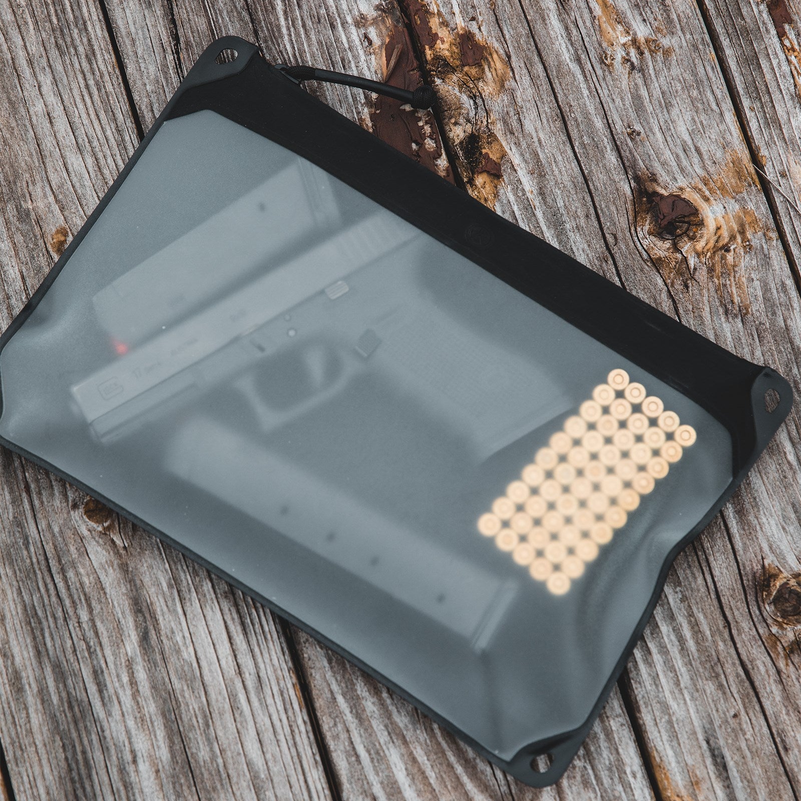Magpul DAKA Window Pouch Large Black holding gear with visible contents through clear window