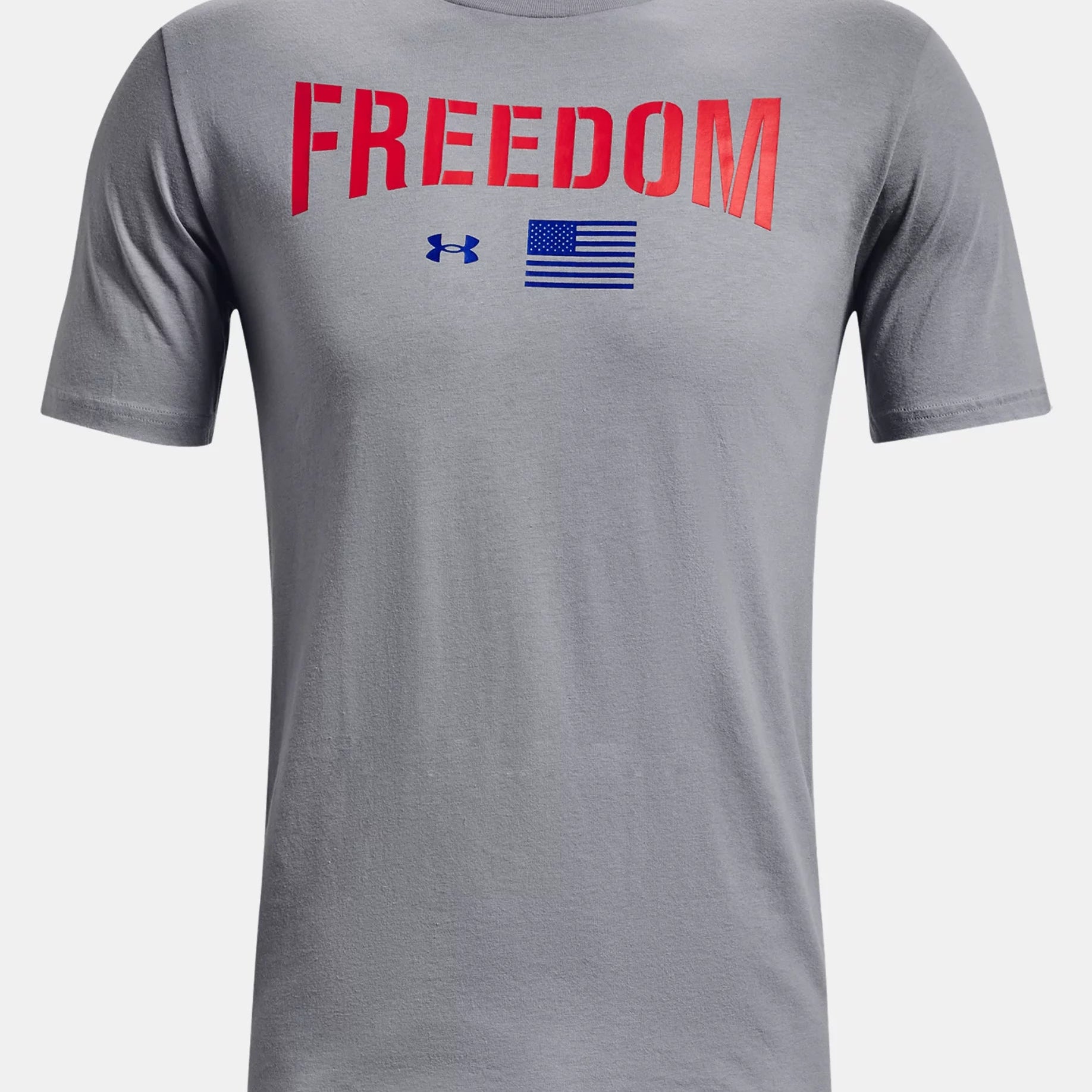 UA Freedom Lockup Flag Tee T-Shirt Under Armour Grey Small 